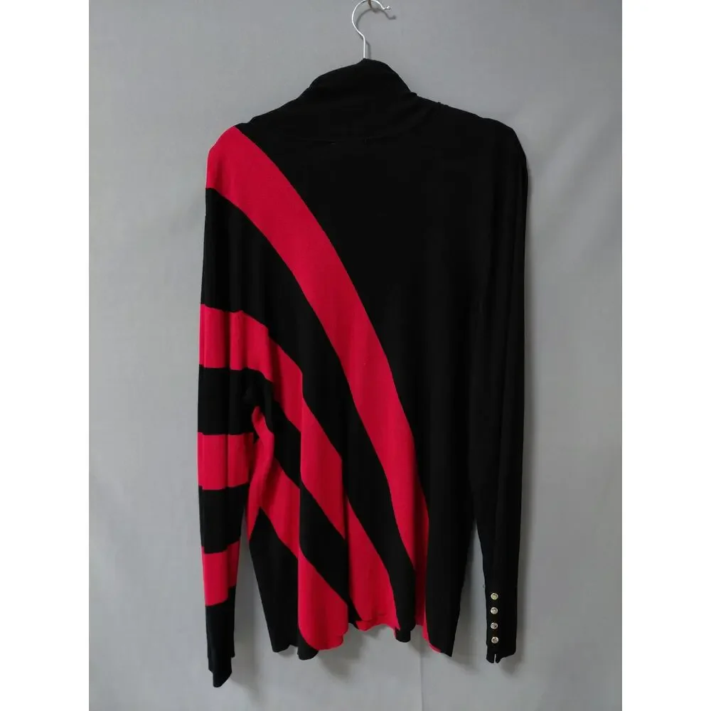 Chico's Black Asymmetrical Hem Knit Stretch Sweater Women Size XXL